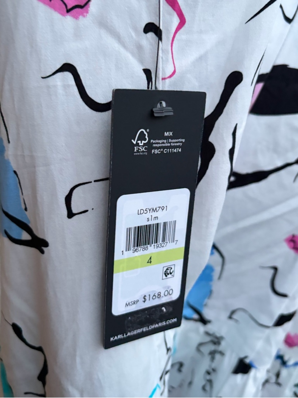 🆕🌸🦋Karl Lagerfeld Paris Floral Midi Cotton Pockets Dress White Summer Size4 6 12 - Picture 16 of 17